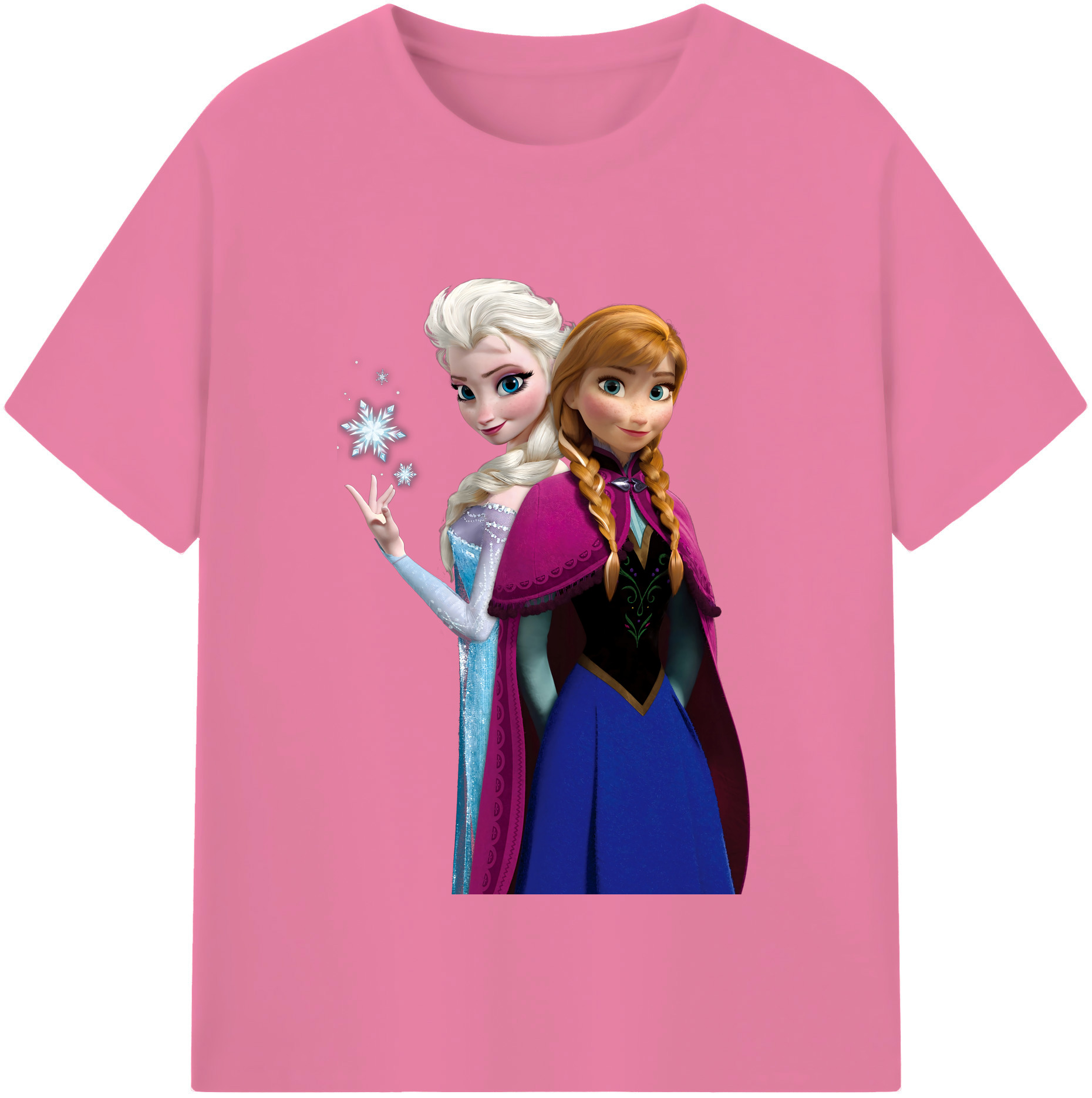 （画像用） アナと雪の女王 アンナ エルサ Frozen Anna Elsa 綿100％半袖Tシャツ（フロントプリント）
